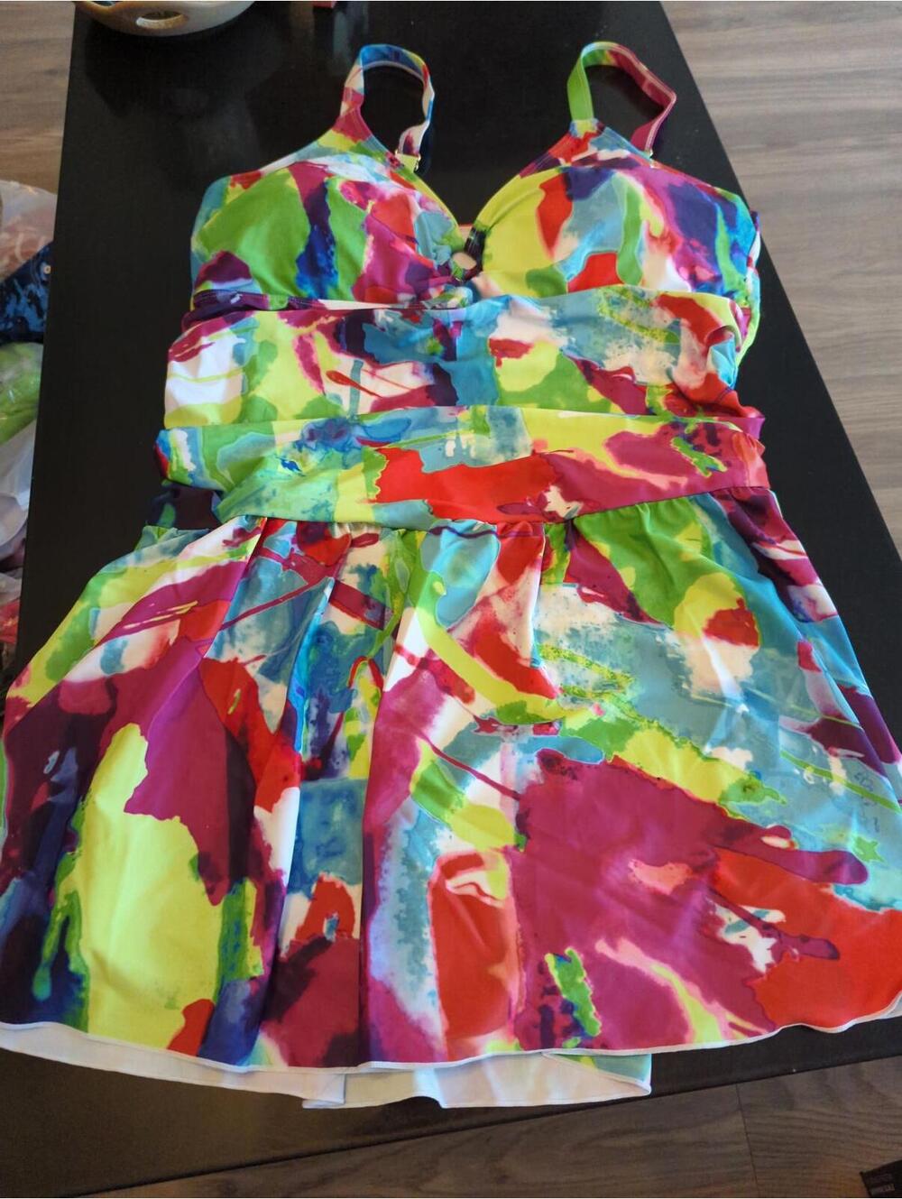 Shekini Women's Colorful One-Piece Swimsuit with Skirt Size 22 (704)